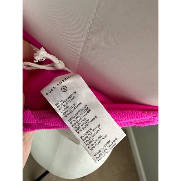 NWT Good American Hawaiian Pink Jacquard Bandeau Bikini Top - M - Picture 6 of 8